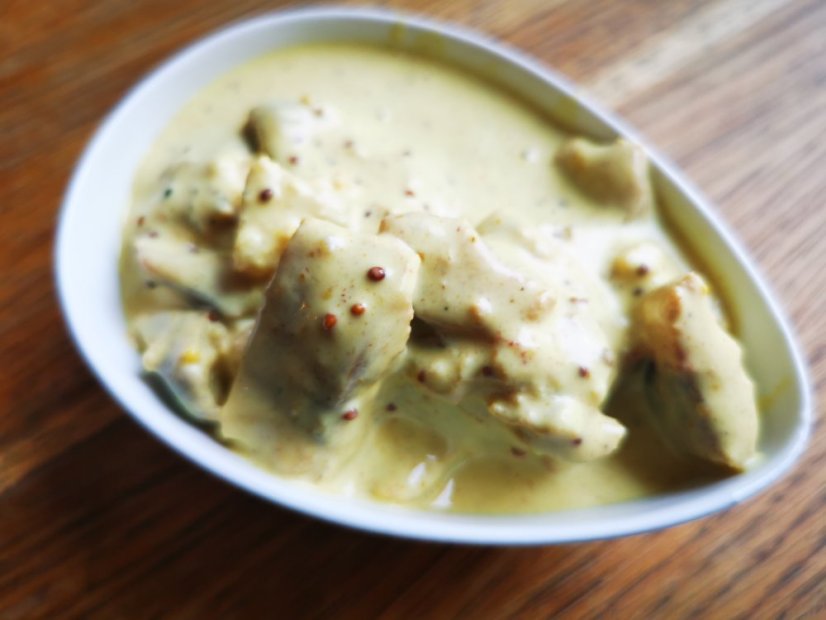 Herring salad in mustard-honey sauce