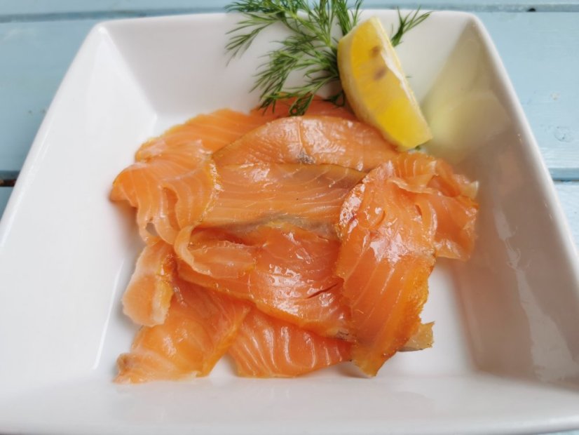 Smoked salmon sliced