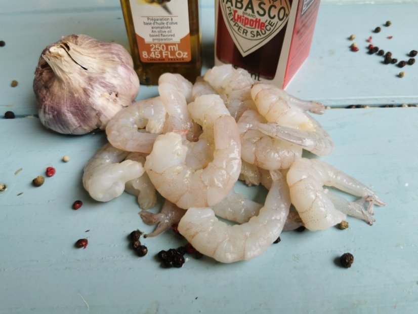 Tiger shrimps tails peeled 21-25pcs/lbs (frozen) 800g